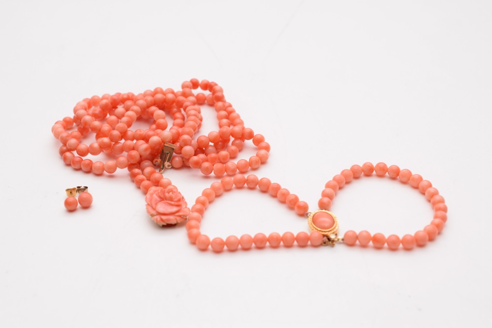 Faux Coral Jewelry Set
