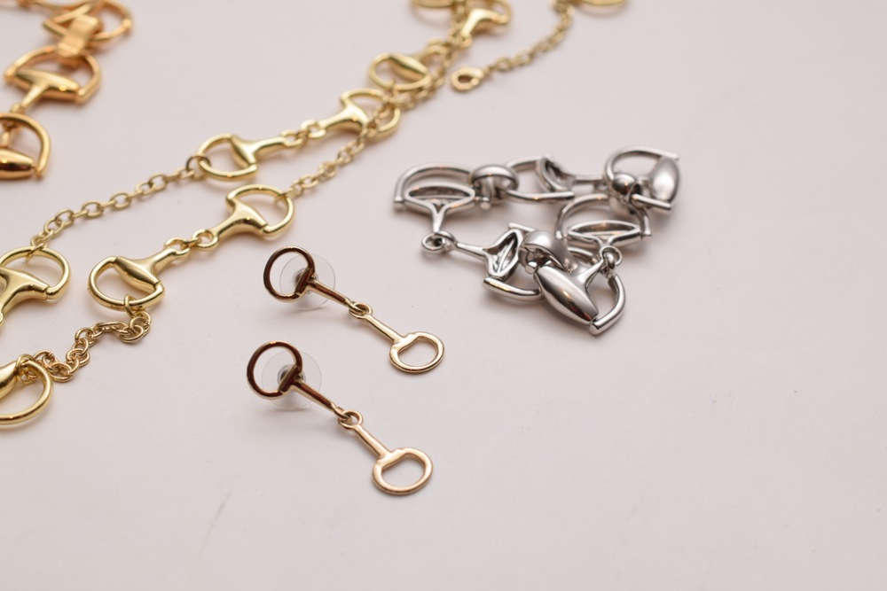 Collection of Silver and Gold Toned Horse Themed Costume Jewelry