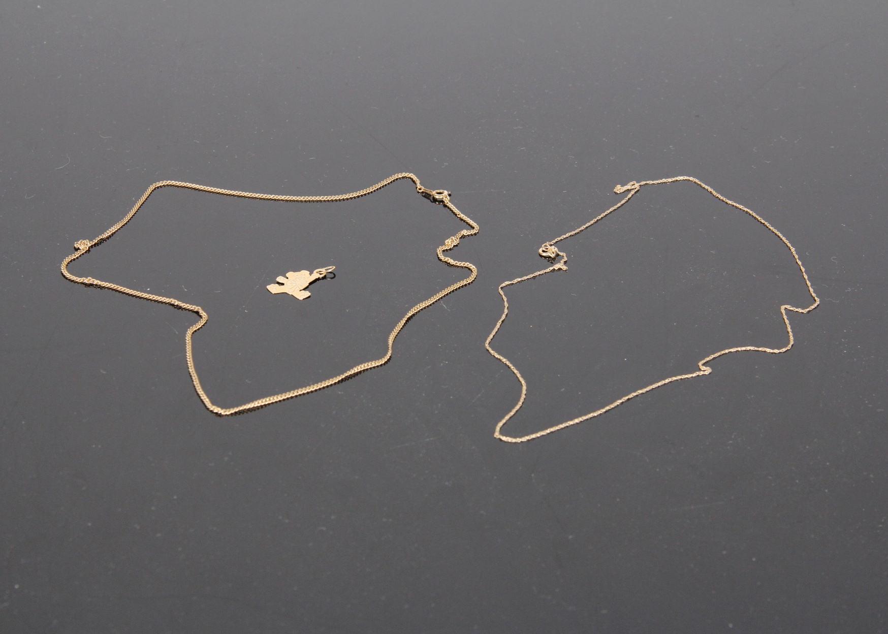 14 K Gold Chains and Charm