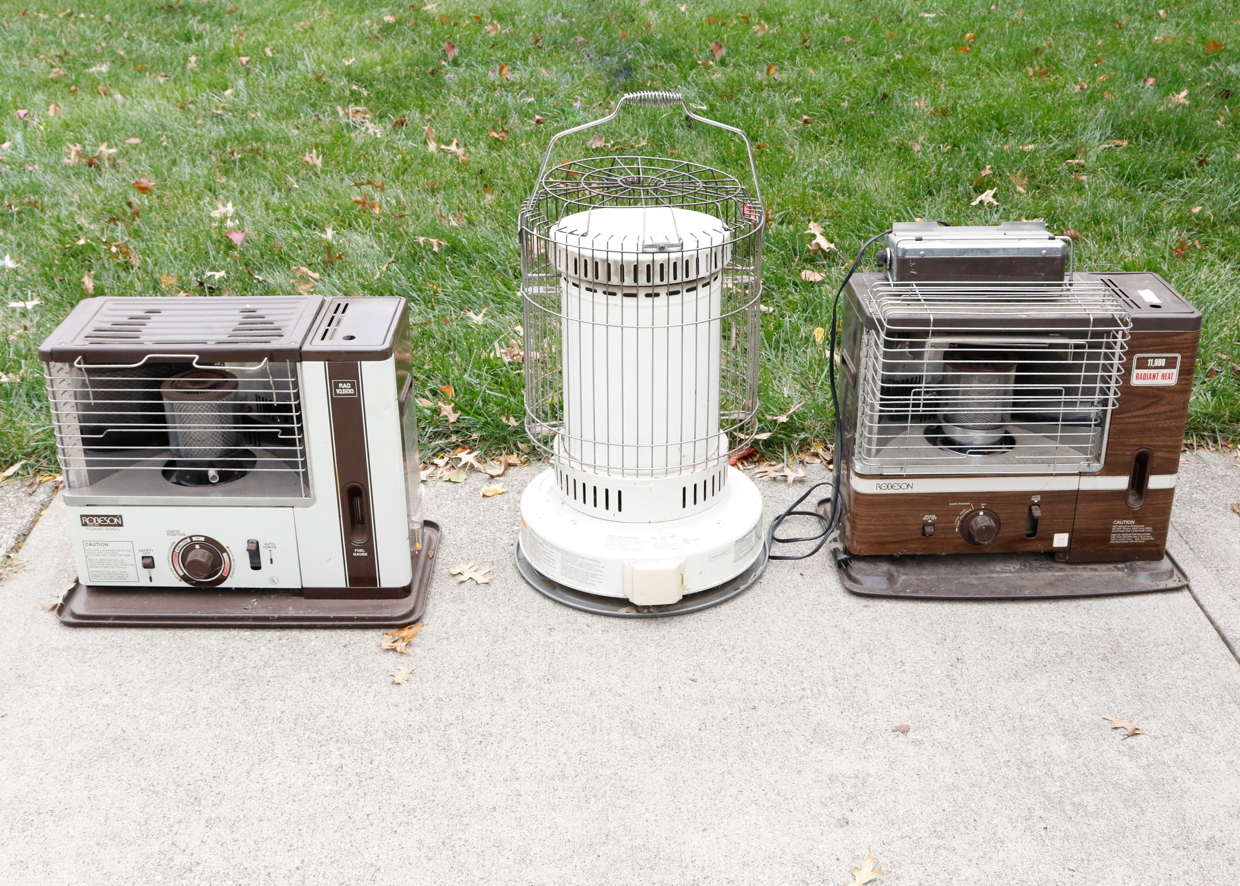 Triad of Vintage Kerosene Heaters By Robeson and Dyna-Glo