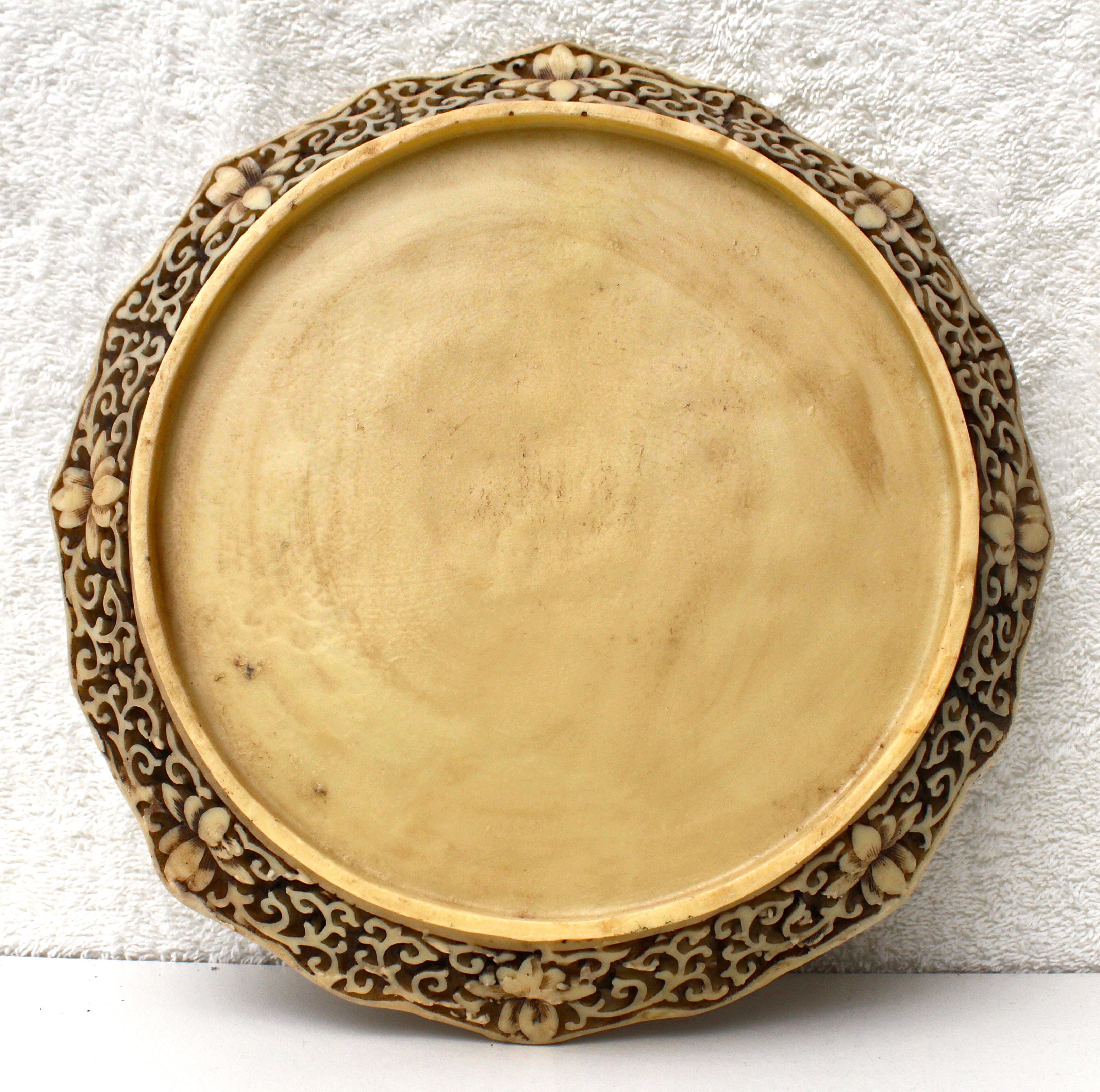 Asian Inspired Carved Resin Plate