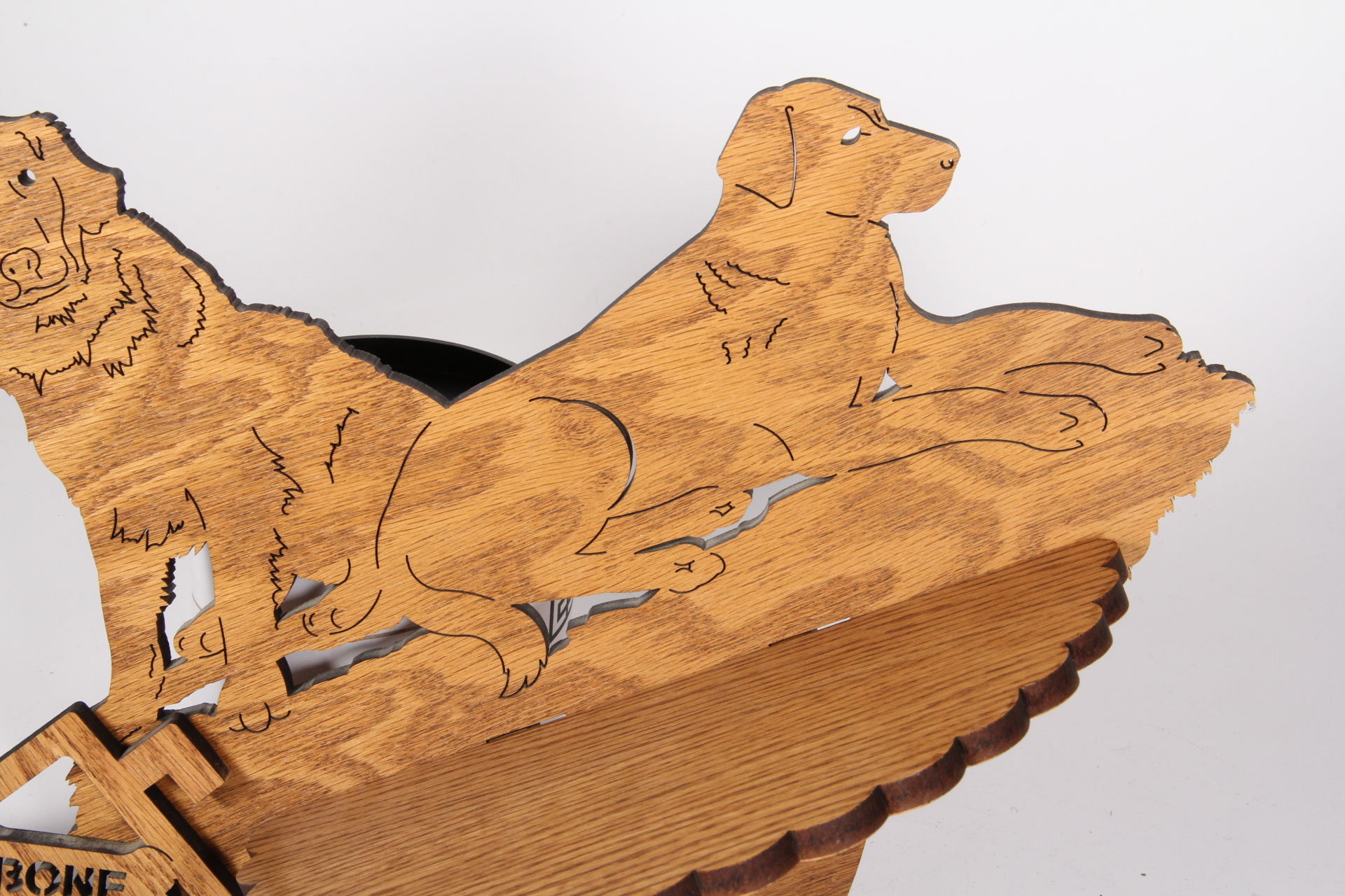 Wooden Carved Dog Shelf