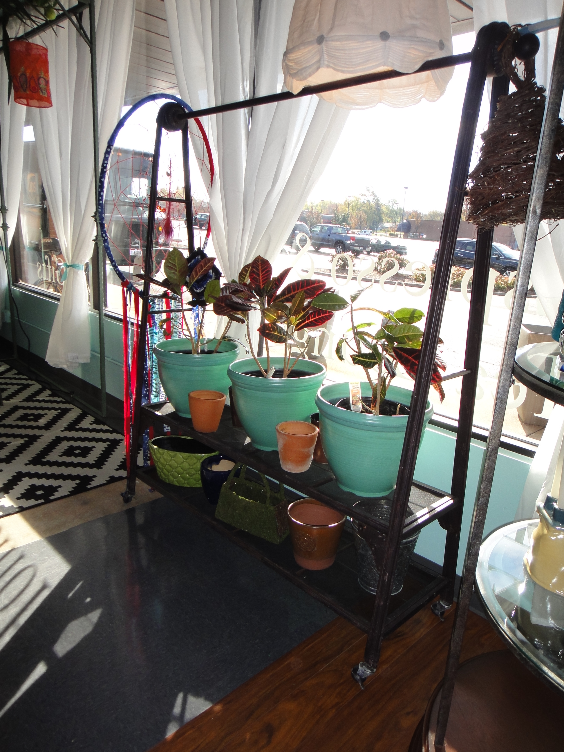 Antique Look Clothing Rack With Live Plants, God's Eye and More