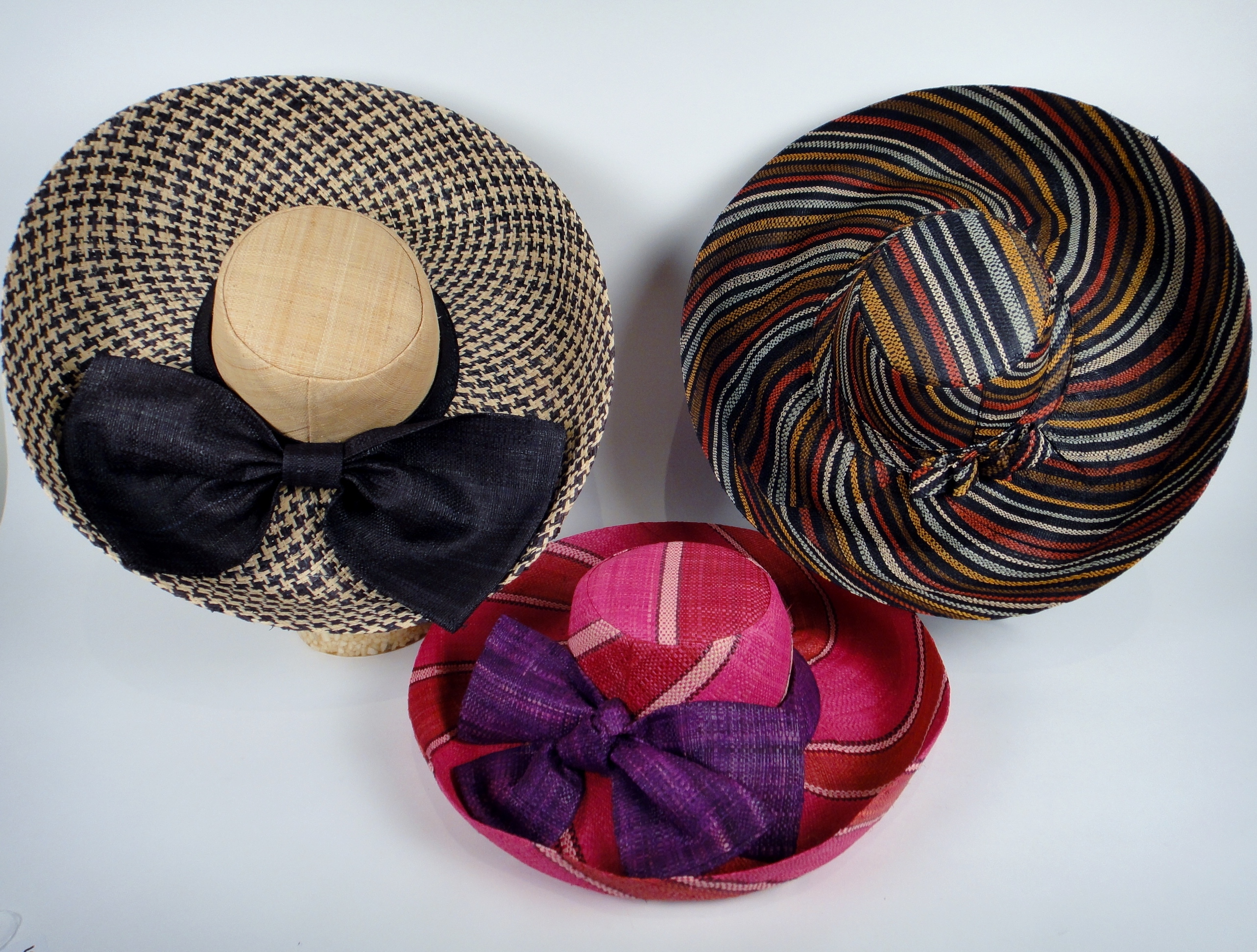 Three Onigo Raphia Hats