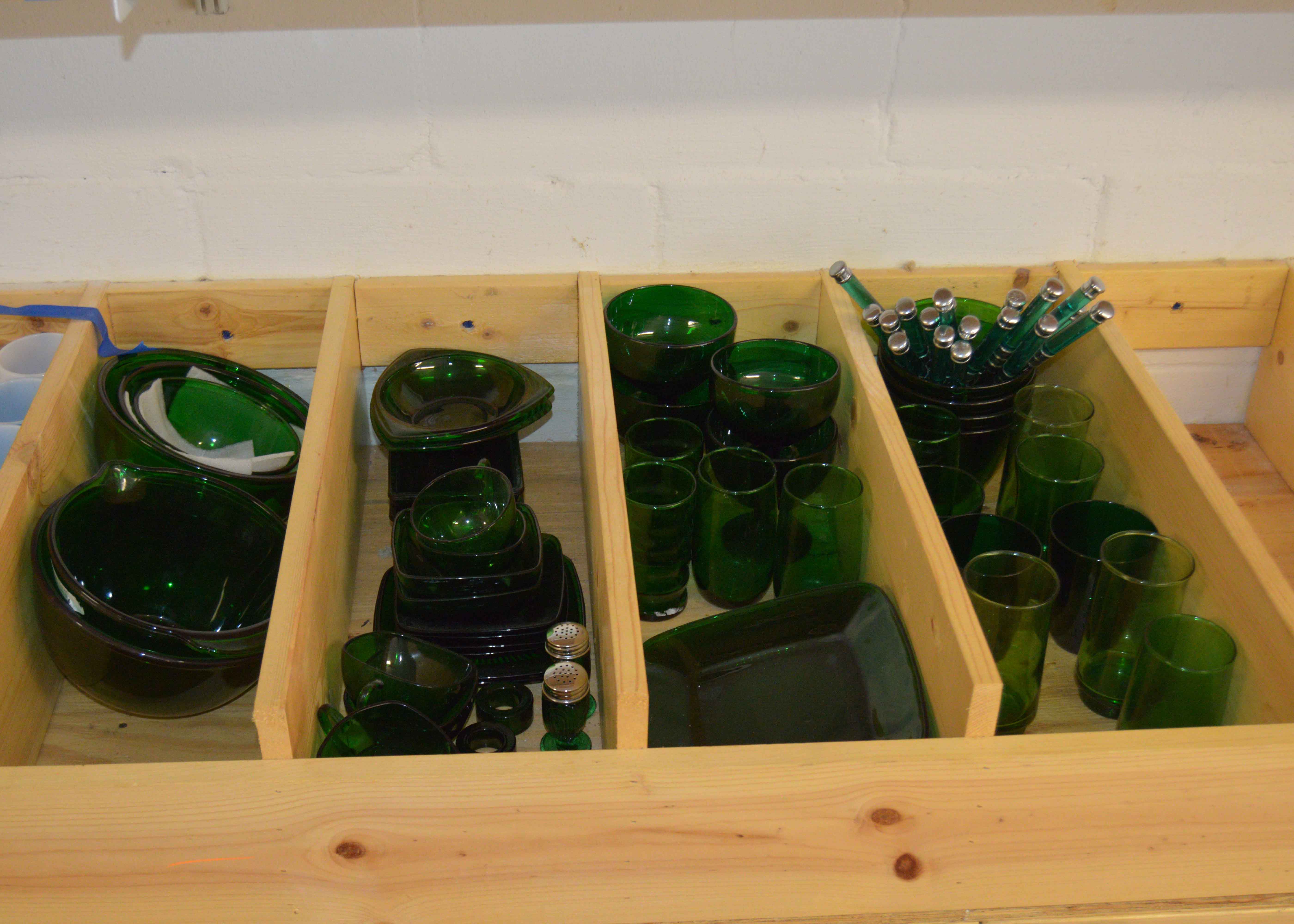 Dark Green Depression Glass Set