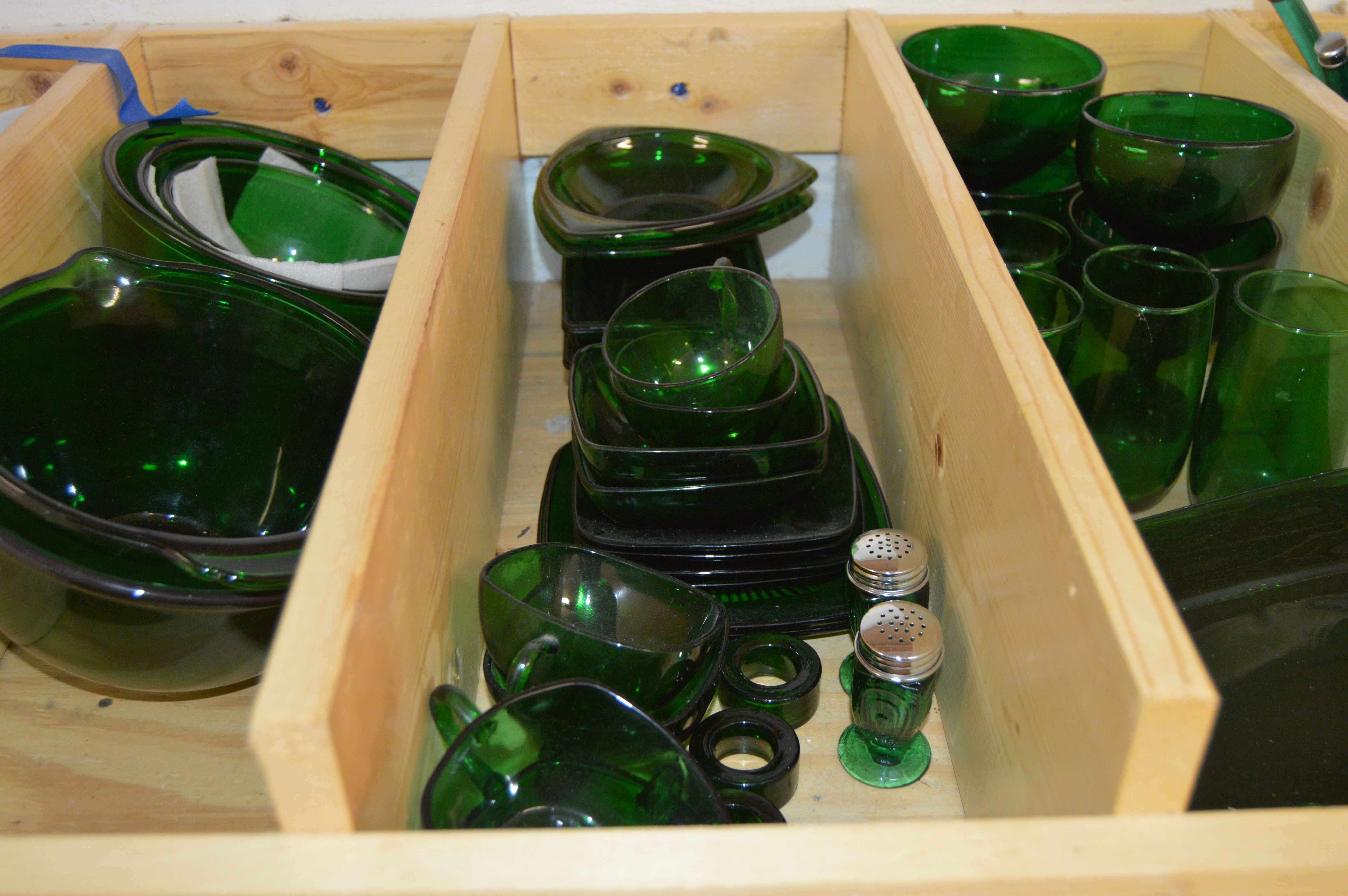 Dark Green Depression Glass Set
