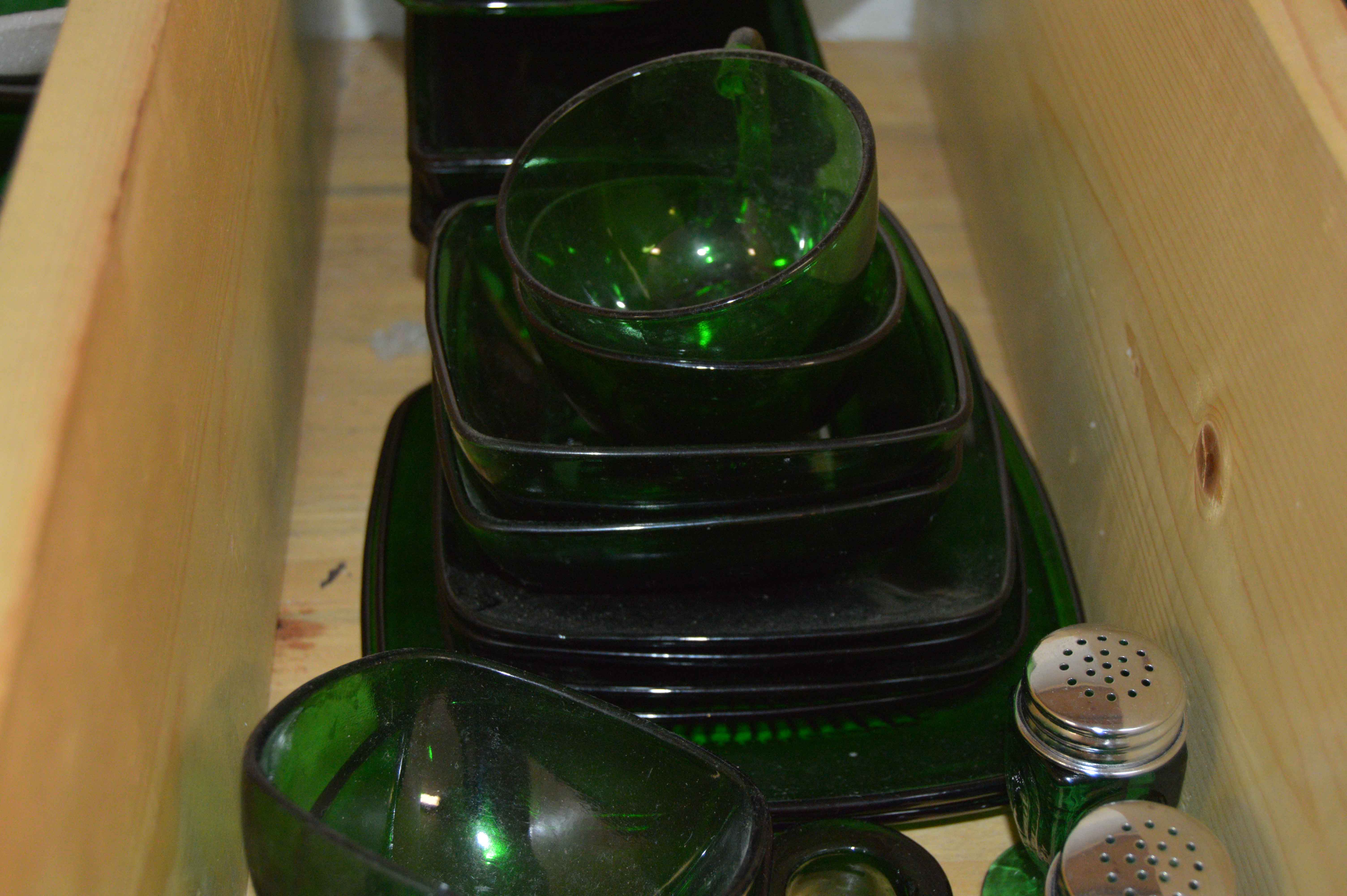 Dark Green Depression Glass Set