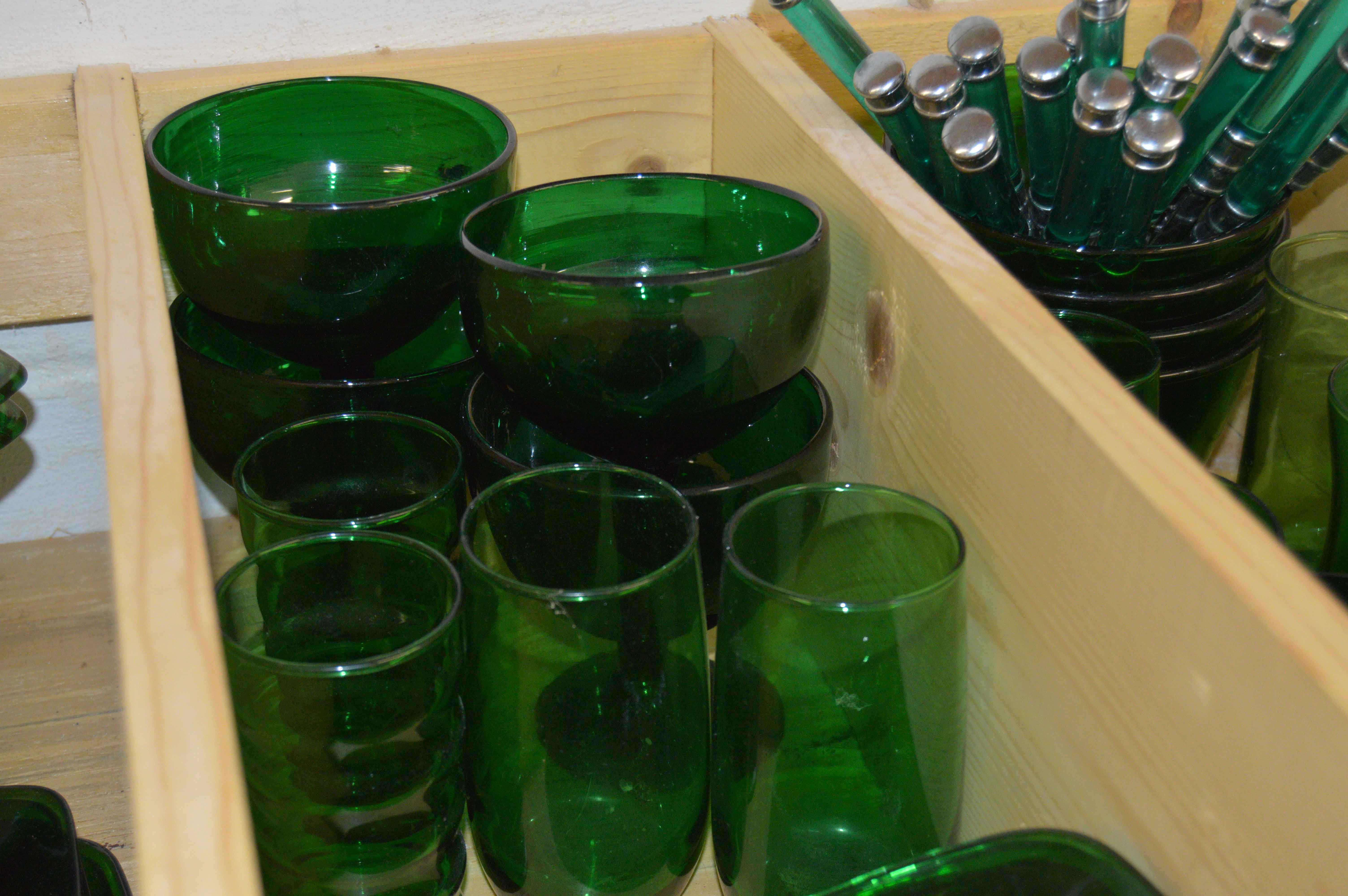 Dark Green Depression Glass Set