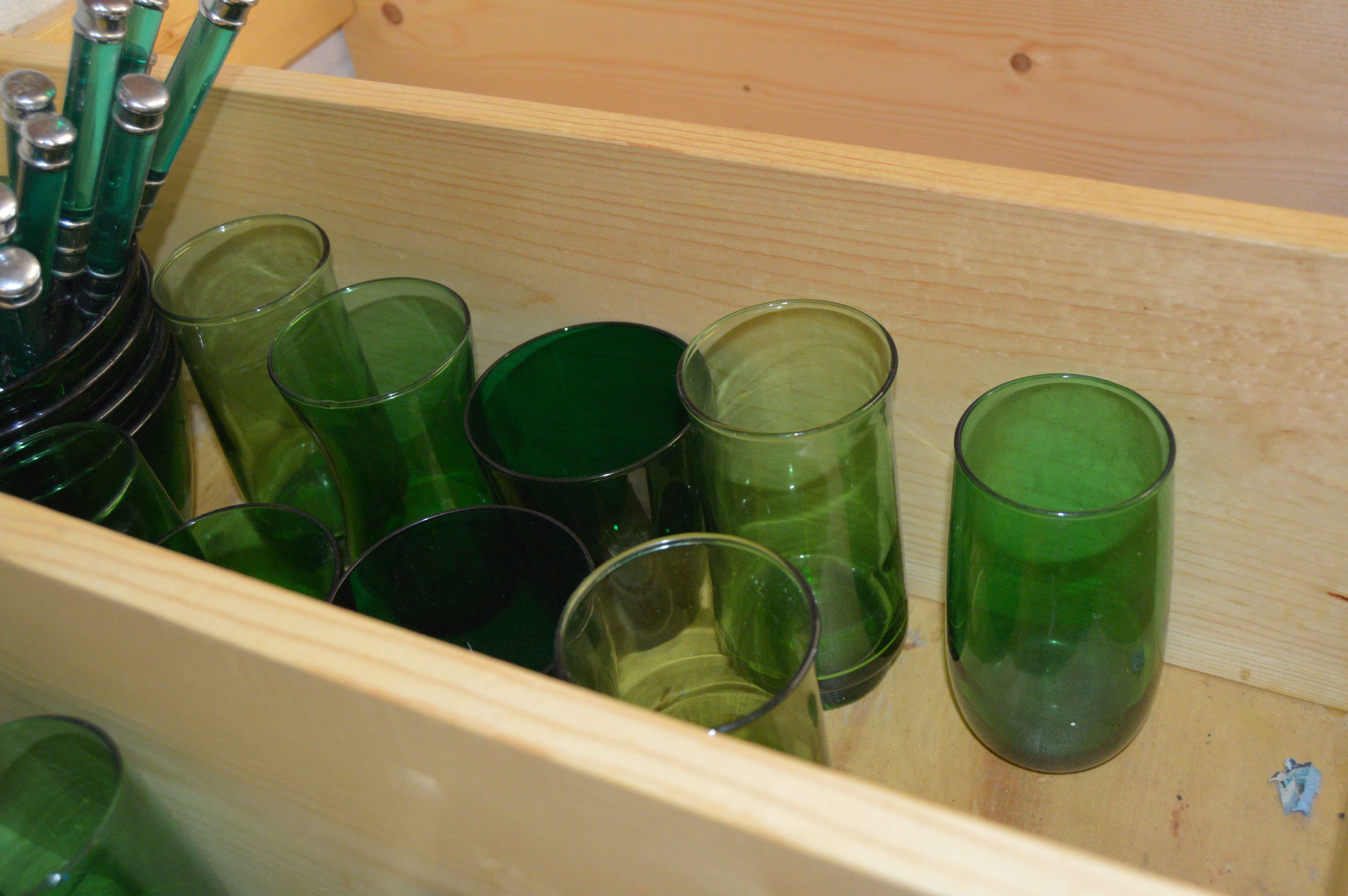 Dark Green Depression Glass Set