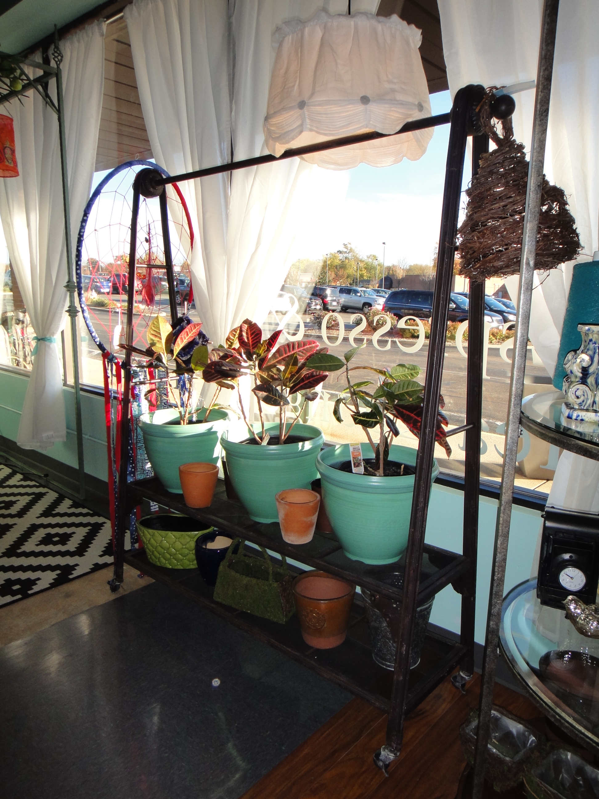 Antique Look Clothing Rack With Live Plants, God's Eye and More