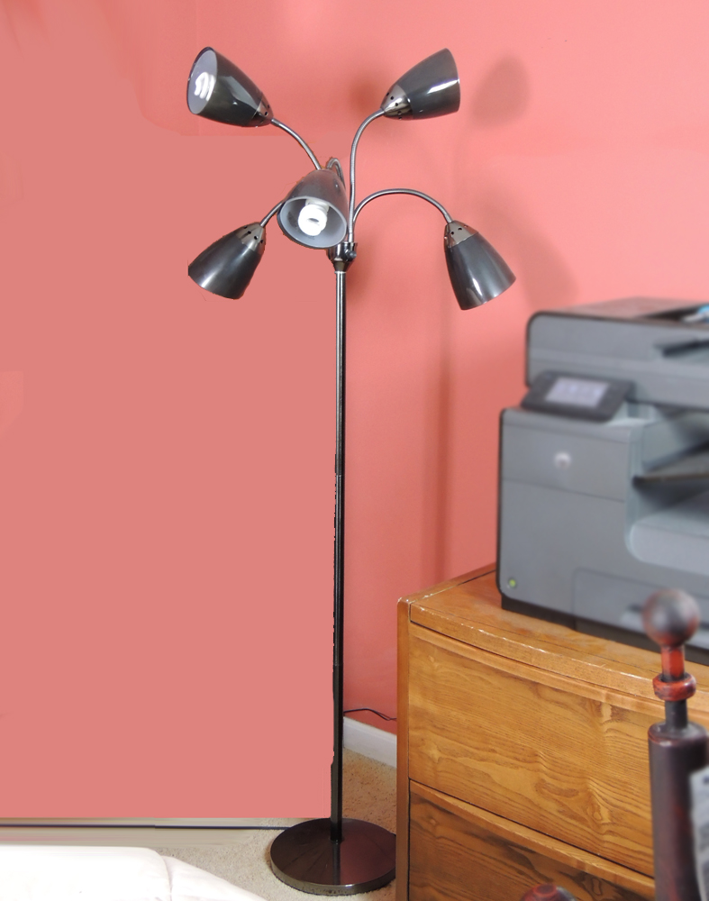 Modern Five Arm Floor Lamp and Lateral File Cabinet