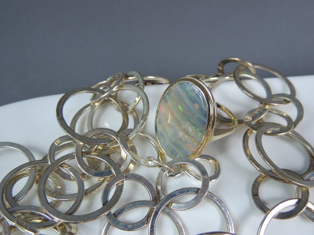 Pier 1 Ivory Serving Tray with Gold Tone Costume Jewelry