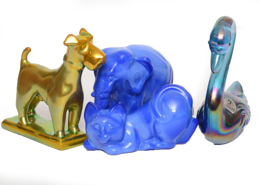Quartet of Iridescent Animal Figurines