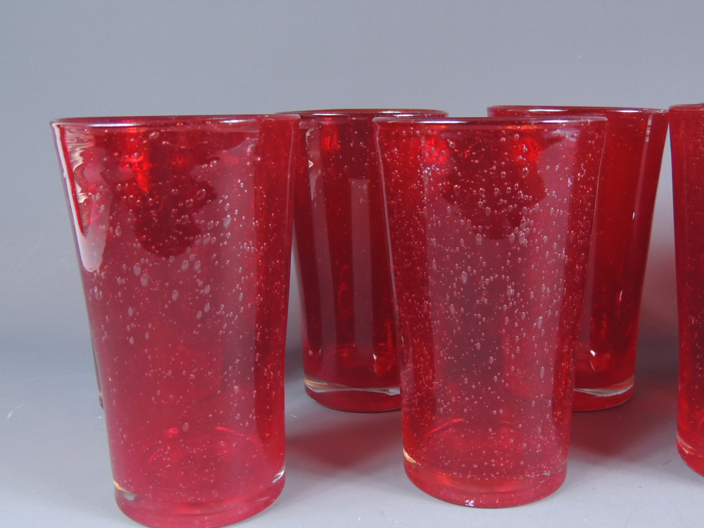 Signed Potworks Clay/Stained Glass Serving Tray w/ Glasses