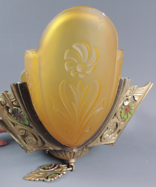 Bradley Hubbard Style Art Deco Slip Shade Hanging Lamp