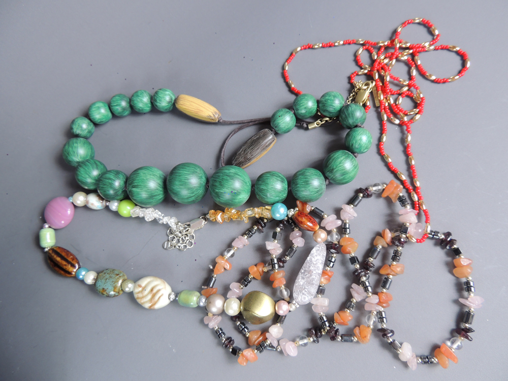 Wood Trunk Full of Beaded Costume Jewelry