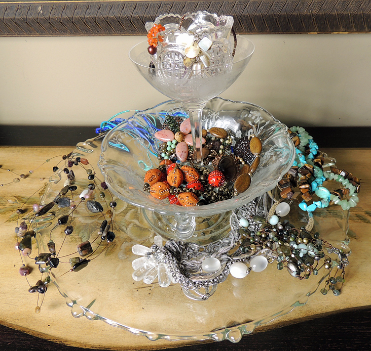 Coldwater Creek and Chico's Costume Jewelry w/ Vintage Glassware