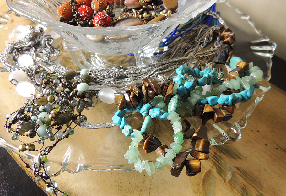 Coldwater Creek and Chico's Costume Jewelry w/ Vintage Glassware