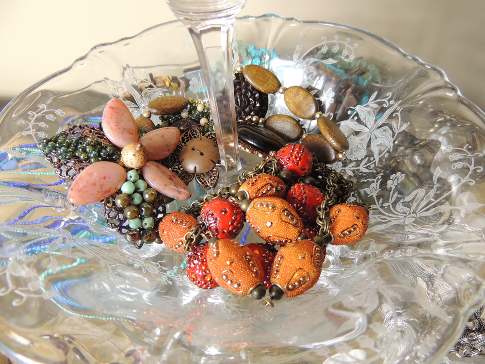 Coldwater Creek and Chico's Costume Jewelry w/ Vintage Glassware