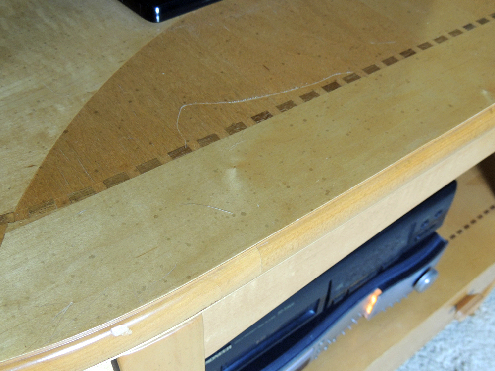 Natural Stained Console w/ Marquetry