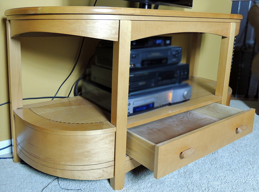 Natural Stained Console w/ Marquetry