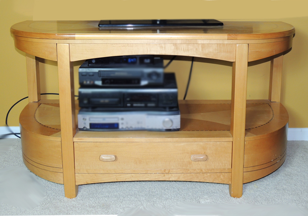 Natural Stained Console w/ Marquetry