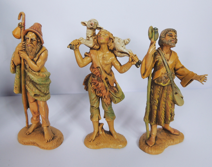 Complete Vintage Fontanini 5" Nativity Set with Wood Creche