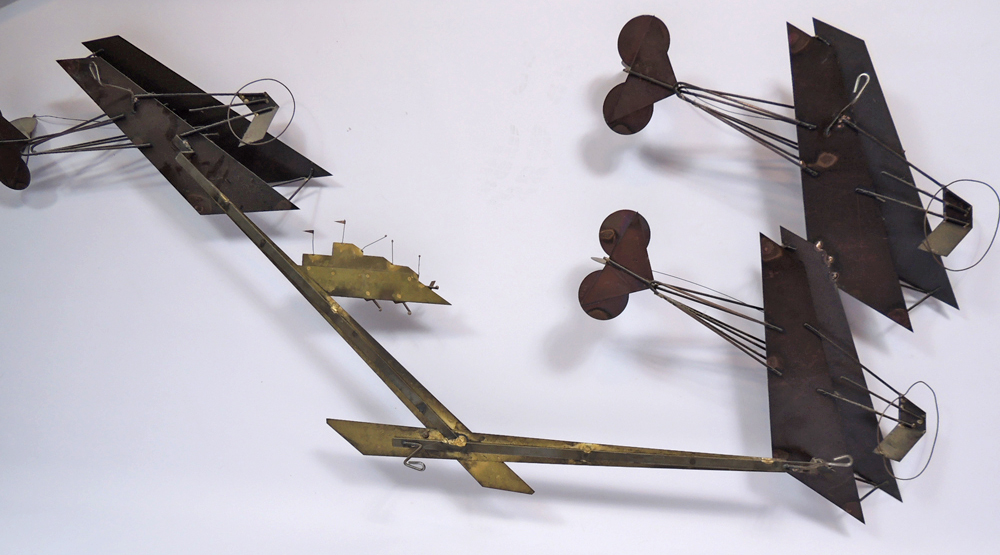 CopperThree Dimensional Airplane Wall Sculpture