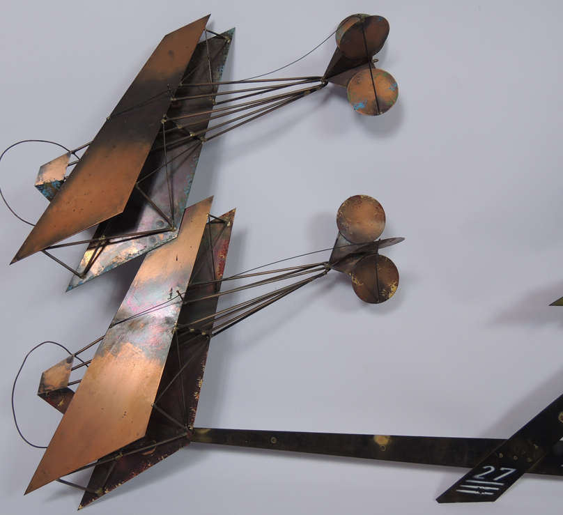CopperThree Dimensional Airplane Wall Sculpture