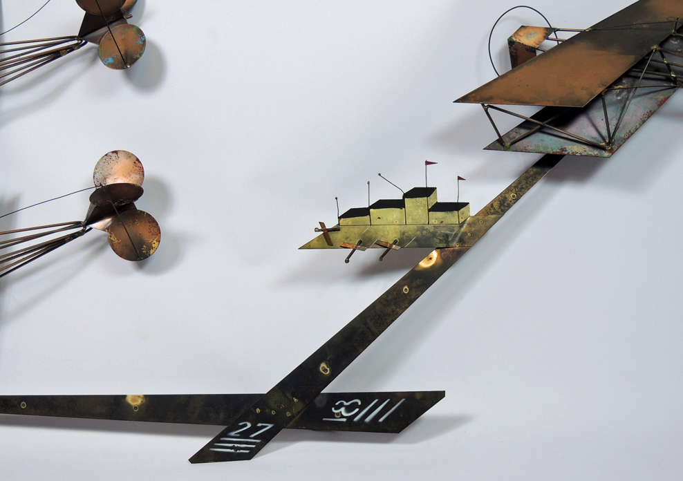 CopperThree Dimensional Airplane Wall Sculpture