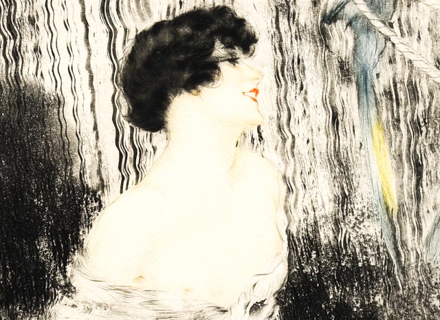 Original Louis Icart Aquatint Drypoint Etching "Parrots"