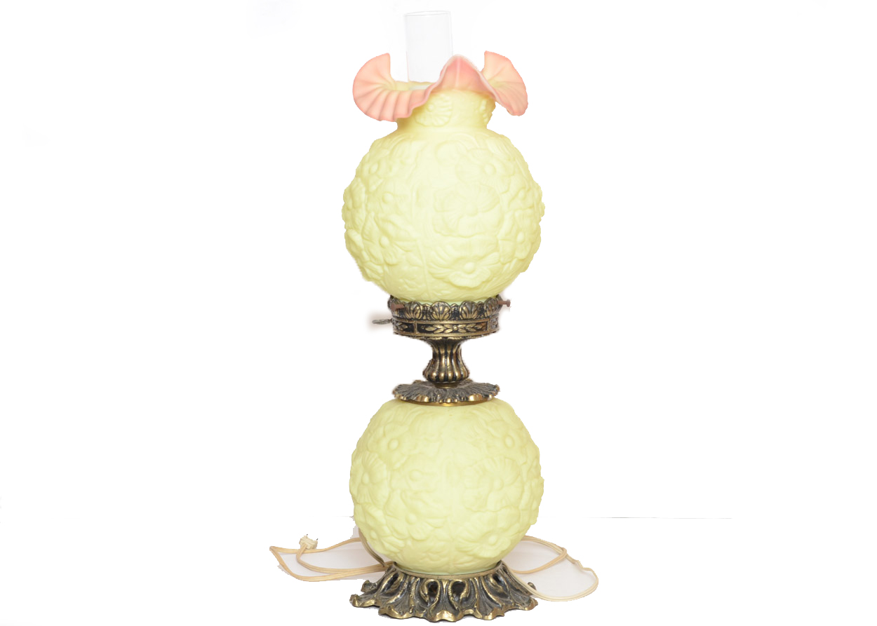 Vintage Fenton Glass Burmese Poppy Lamp