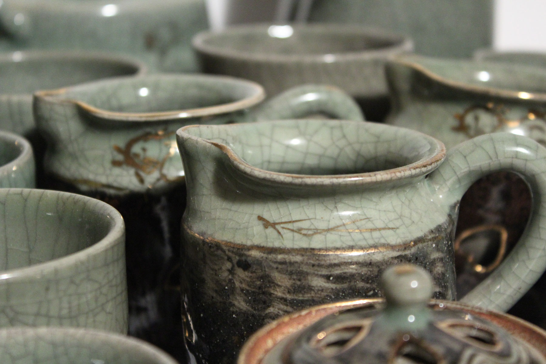 Large Japanese Somayaki Soma-Ware Set