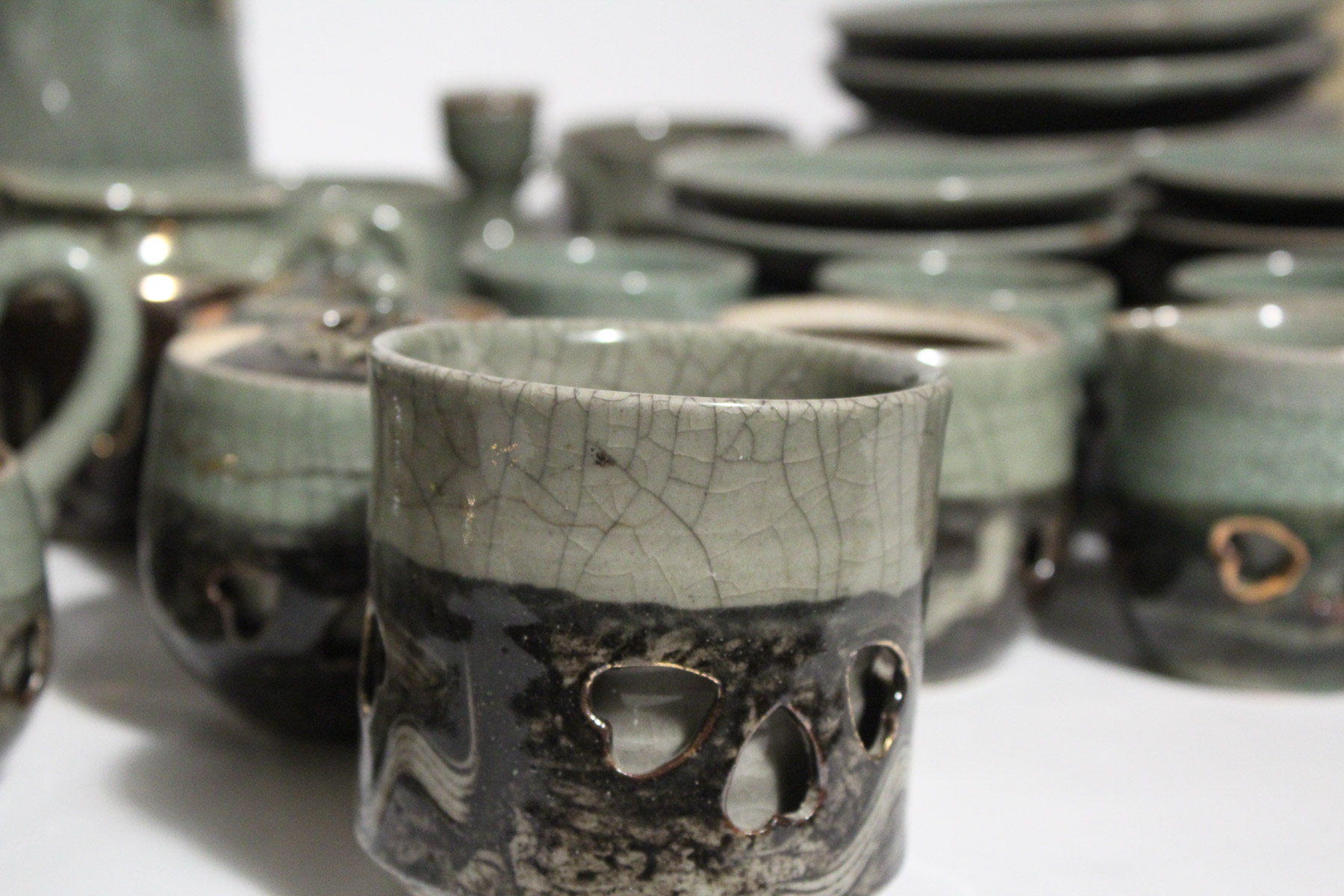 Large Japanese Somayaki Soma-Ware Set