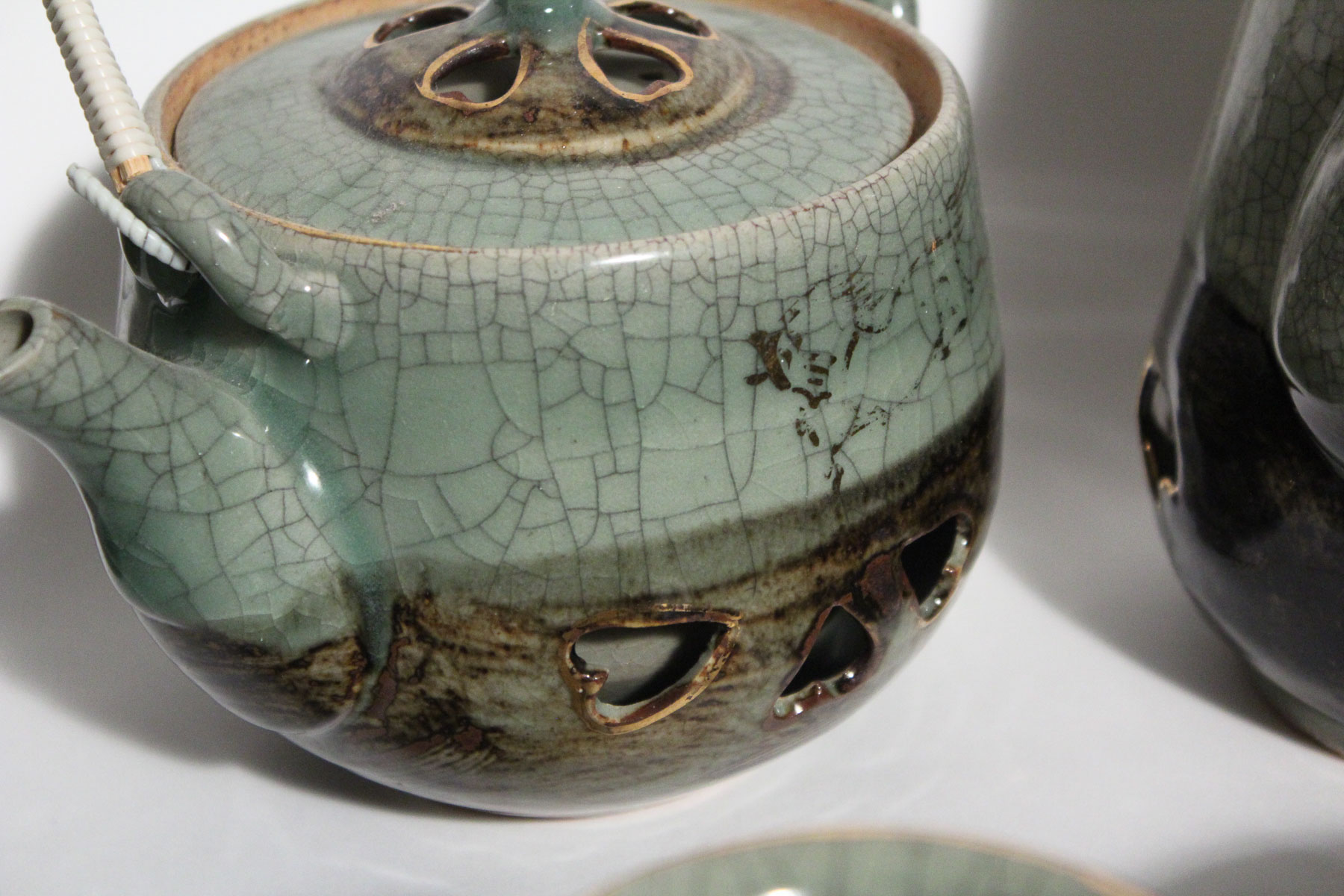 Large Japanese Somayaki Soma-Ware Set