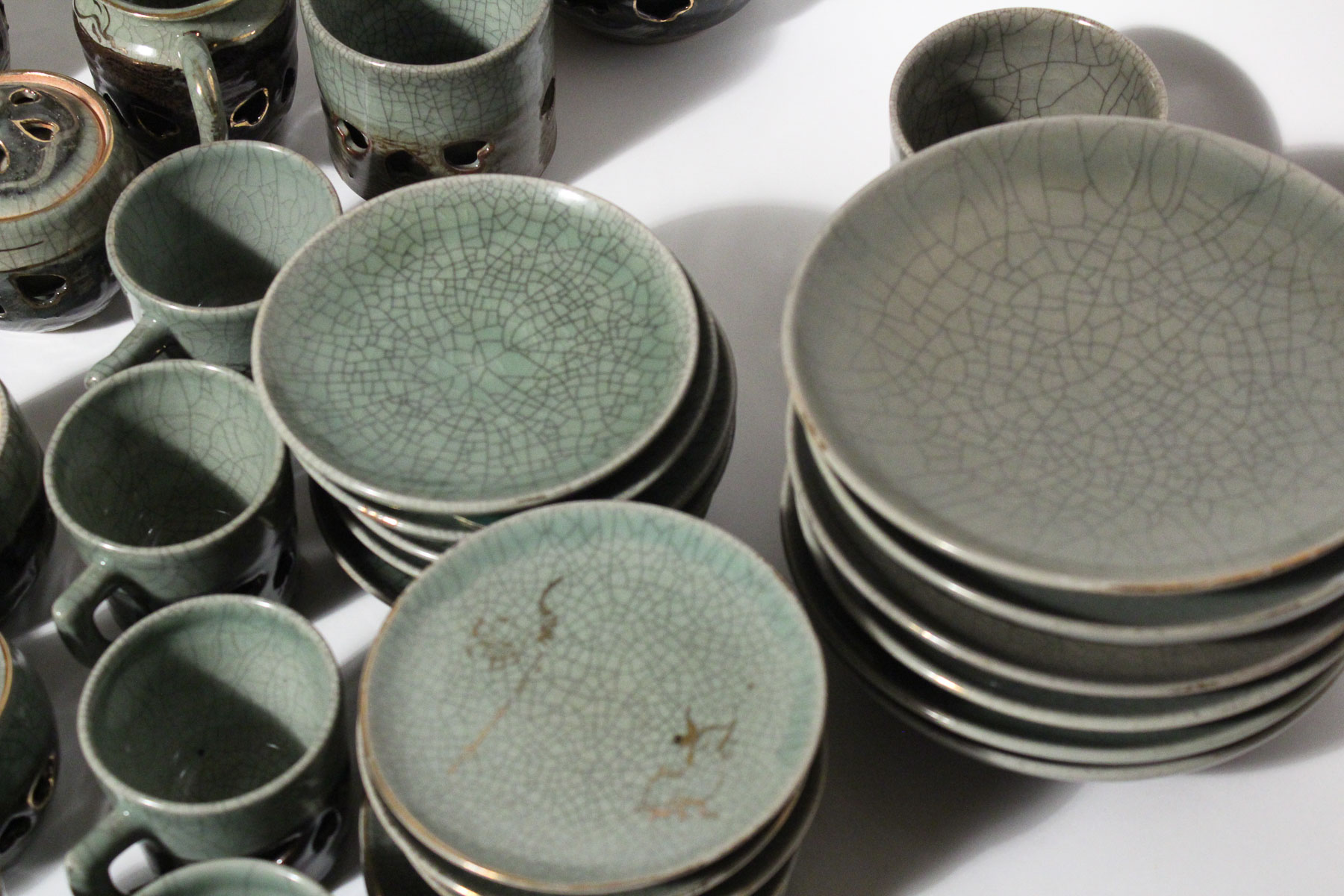 Large Japanese Somayaki Soma-Ware Set