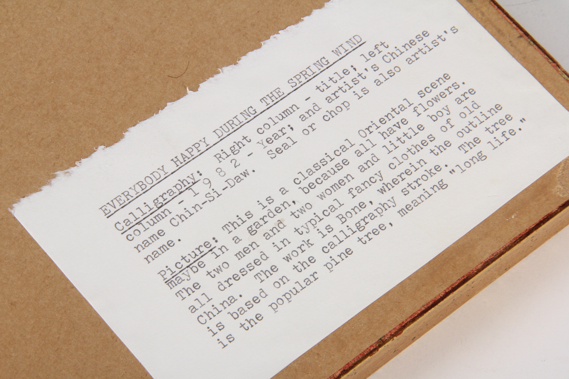 1982 Chin-Si-Daw Original Chinese Bone Painting on Paper