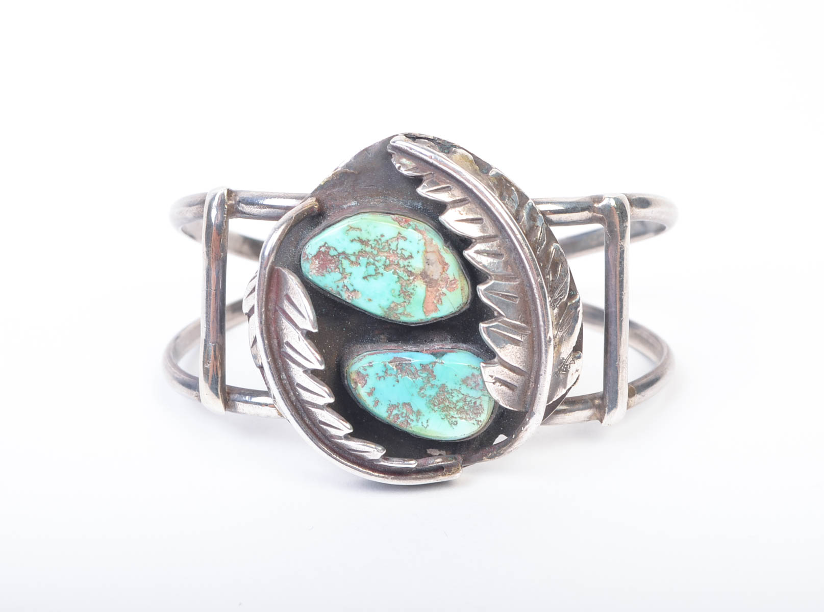 Silver-Tone Metal and Turquoise Bracelet