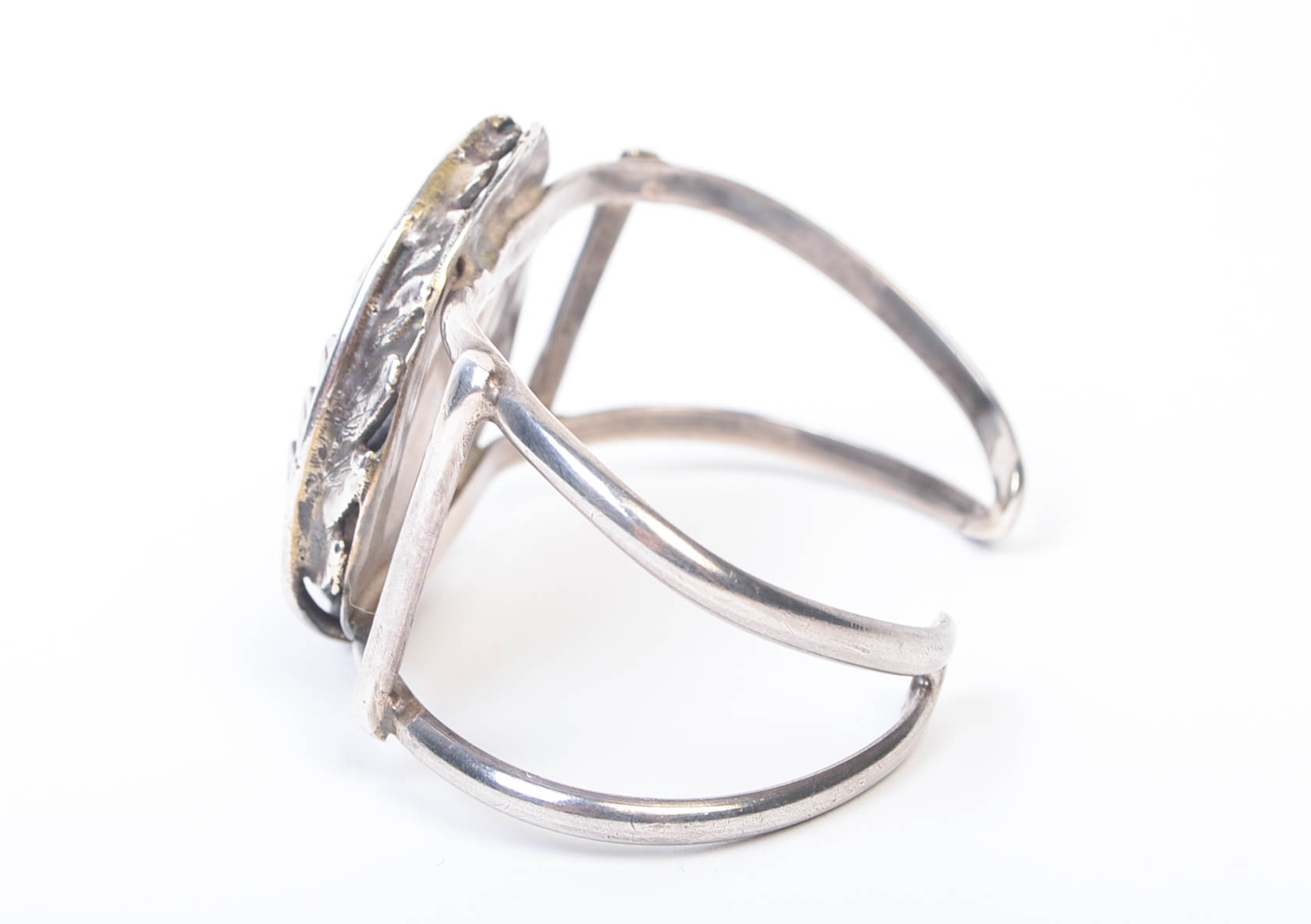 Silver-Tone Metal and Turquoise Bracelet