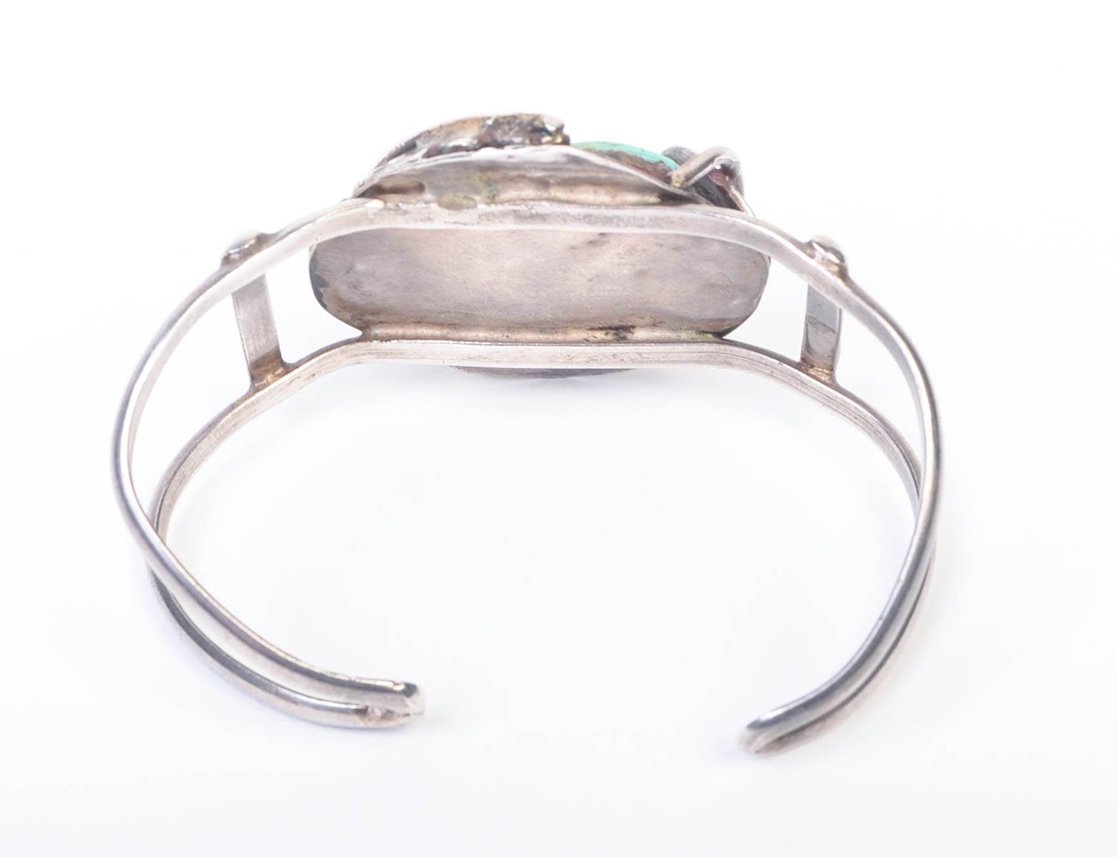 Silver-Tone Metal and Turquoise Bracelet