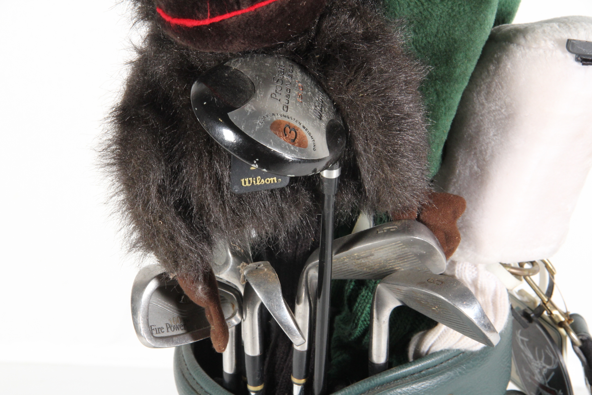 Golf Clubs with Vintage Leather Burton Bag