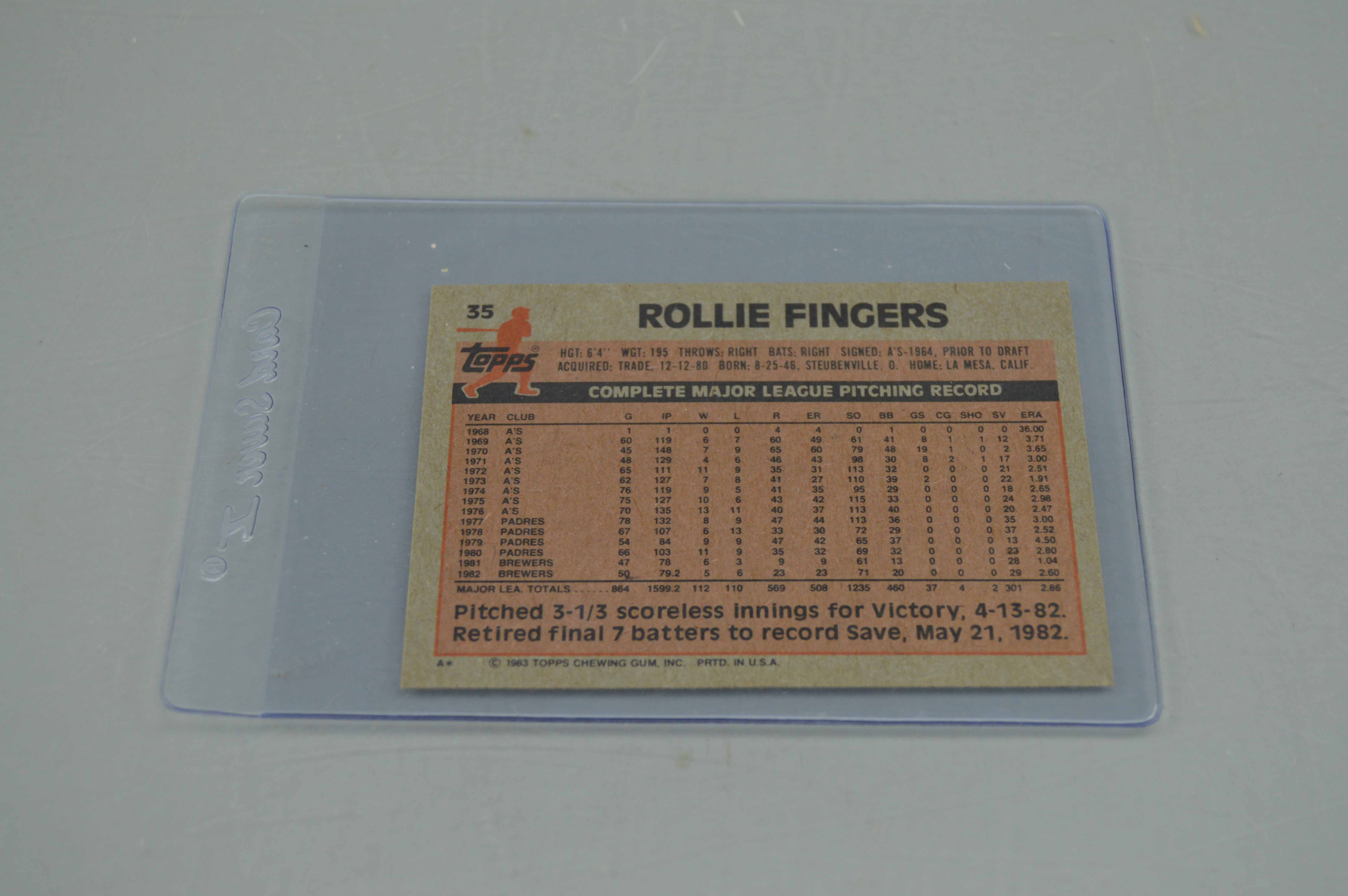 1983 Autographed Rollie Fingers Card