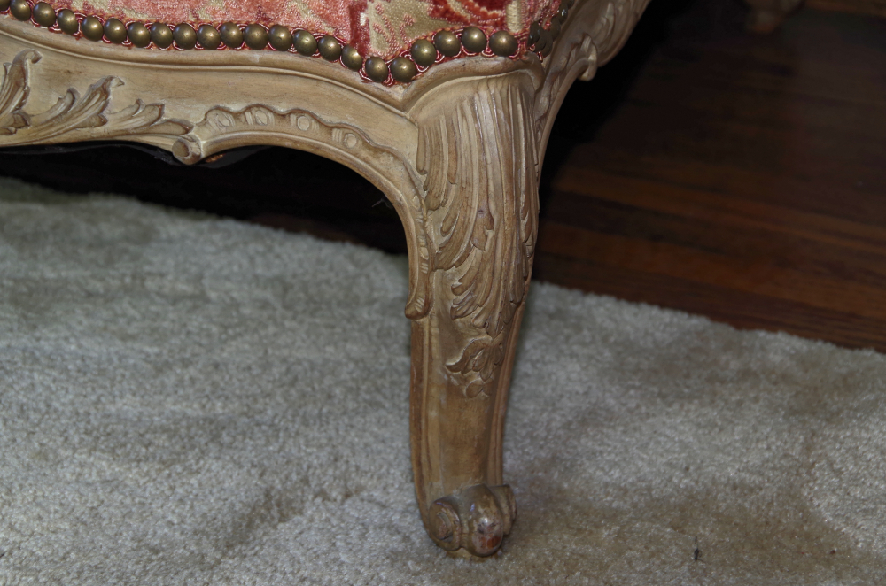 Vintage French Provincial Sofa with Velvet Tapestry Upholstery