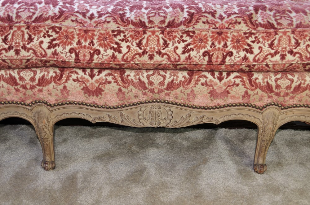 Vintage French Provincial Sofa with Velvet Tapestry Upholstery