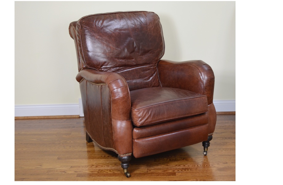 Arhaus "Brooklyn" Cognac Leather Recliner