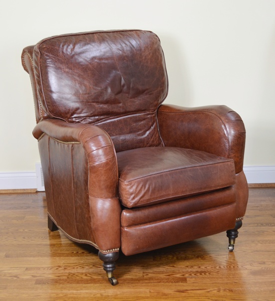Arhaus "Brooklyn" Cognac Leather Recliner