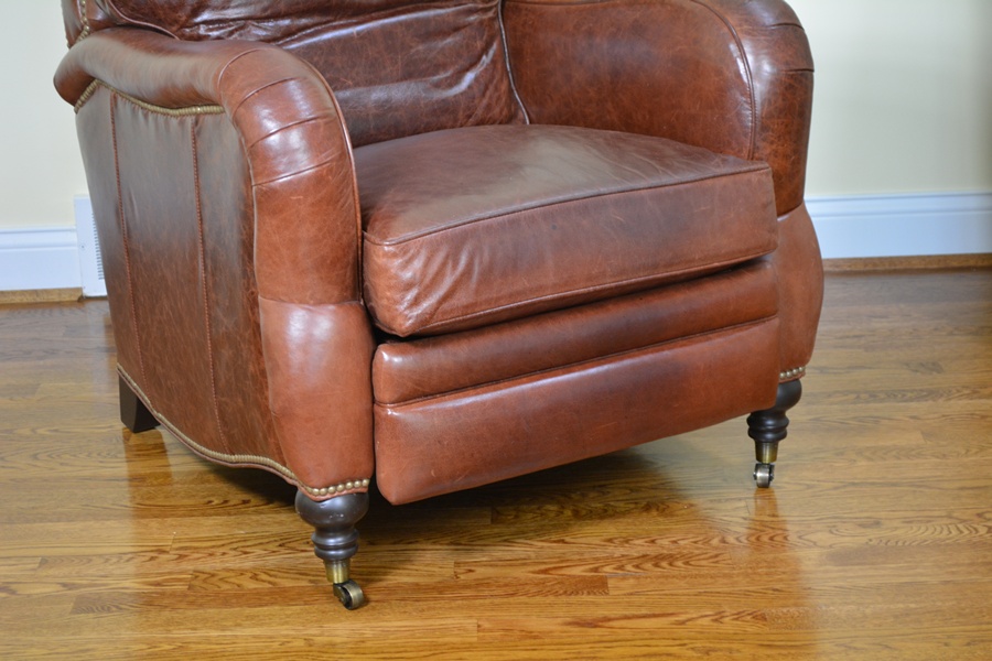 Arhaus "Brooklyn" Cognac Leather Recliner