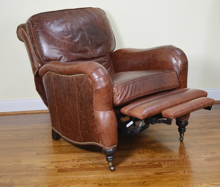 Arhaus "Brooklyn" Cognac Leather Recliner