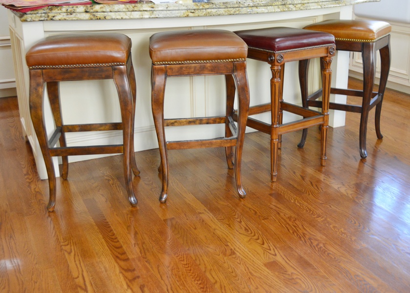 Four Frontgate Leather Bar Stools