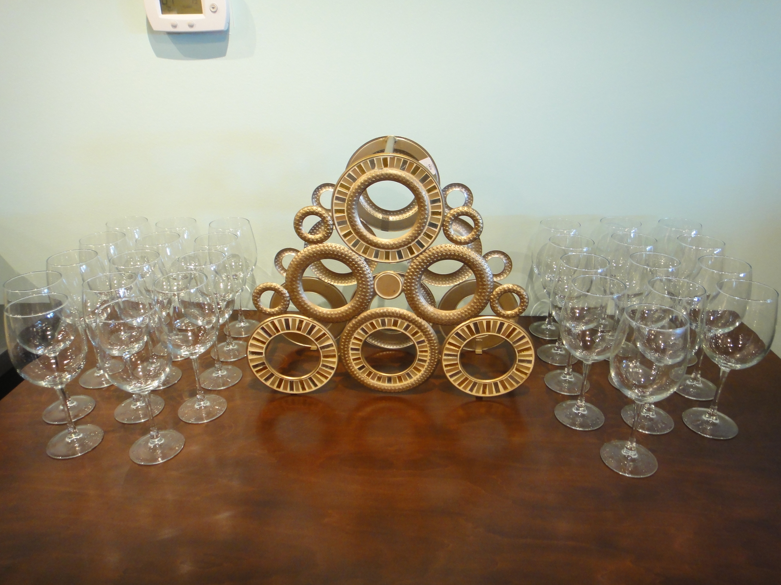 Art Deco Style Modern Wine Rack with 27 Wine Glasses